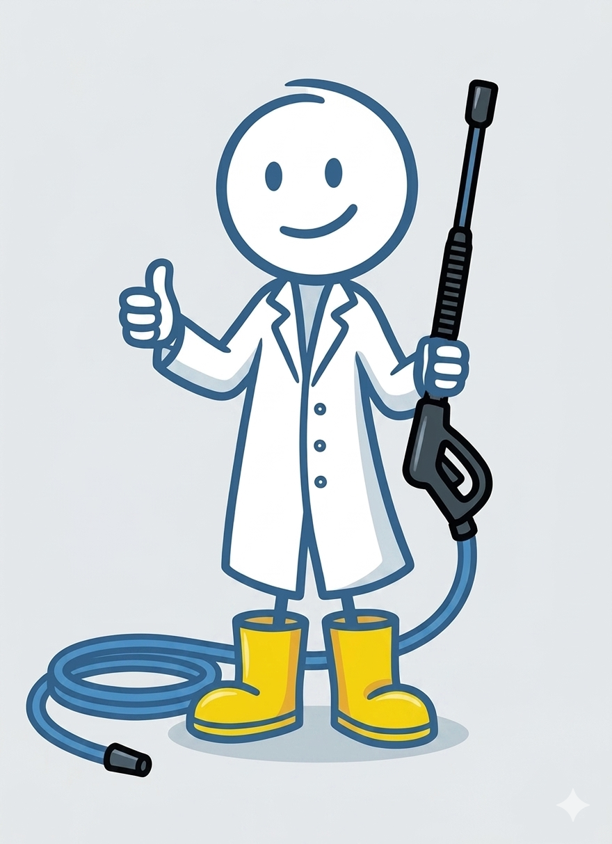 WashLab technician pressure washing in action